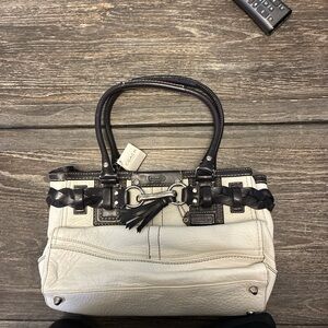 Coach Cream and Black Satchel